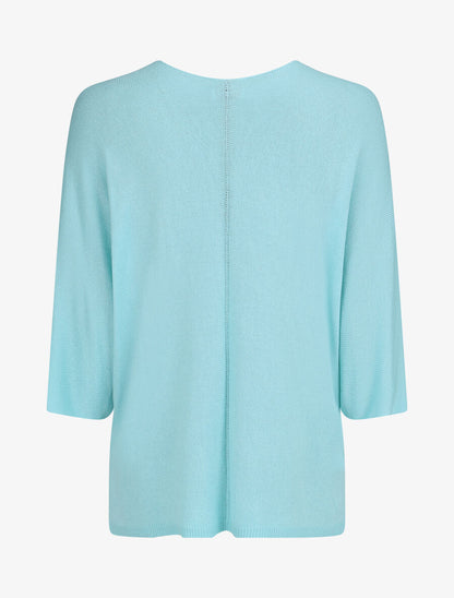 Pull fin à motif trois fleurs - Turquoise - 2