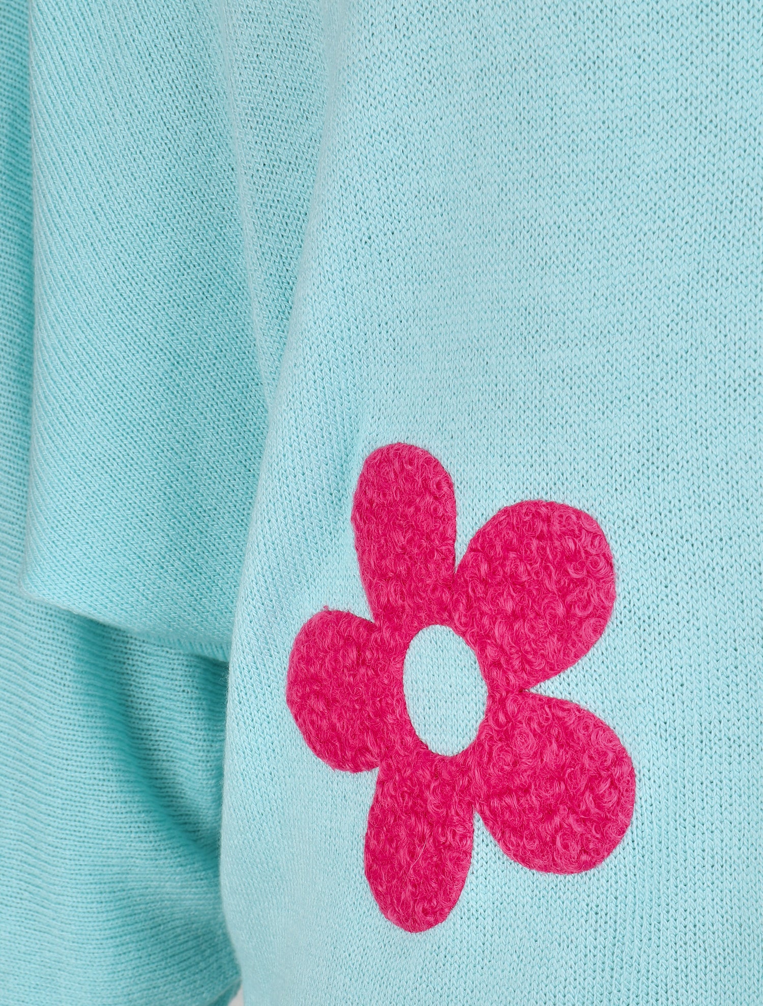 Pull fin à motif trois fleurs - Turquoise - 3