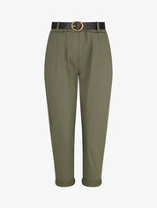 Pantalon 7/8 droit uni taille standard - Kaki - 4