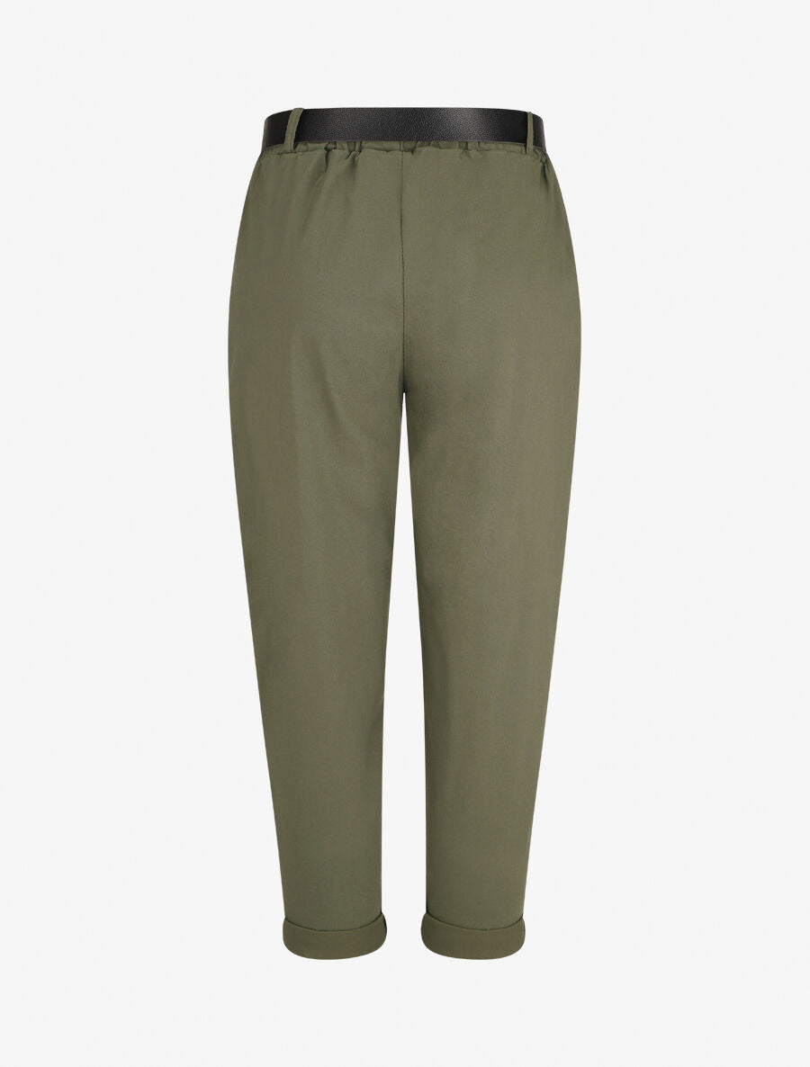 Pantalon 7/8 droit uni taille standard - Kaki - 2