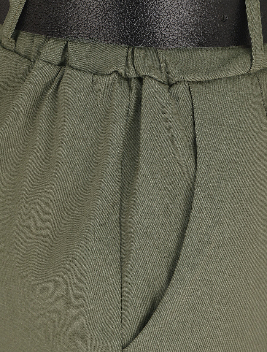 Pantalon 7/8 droit uni taille standard - Kaki - 3