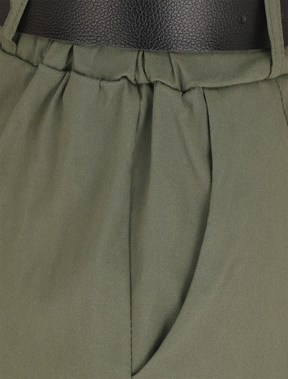 Pantalon 7/8 droit uni taille standard - Kaki - 3