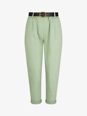Pantalon 7/8 droit uni taille standard - Vert amande - 1