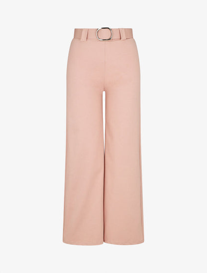 Pantalon droit taille haute uni - Rose pâle - 1
