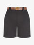 Short droit uni taille standard élastiquée - Noir - 4