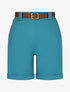Short droit uni taille standard élastiquée - Turquoise - 1