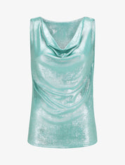 Top holographique ajusté à col bénitier - Bleu - 4