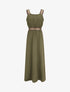 Robe longue unie bretelles fantaisies - Kaki - 1