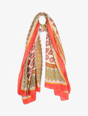 Foulard en soie mélangée imprimé cachemire - Rouge - 4
