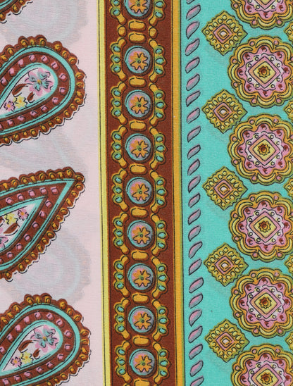Foulard en soie mélangée imprimé cachemire - Marron - 3