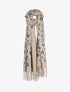 Echarpe à imprimé léopard lamé et franges - Beige - 3