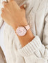 Montre ronde à bracelet patiné - Rose - 1