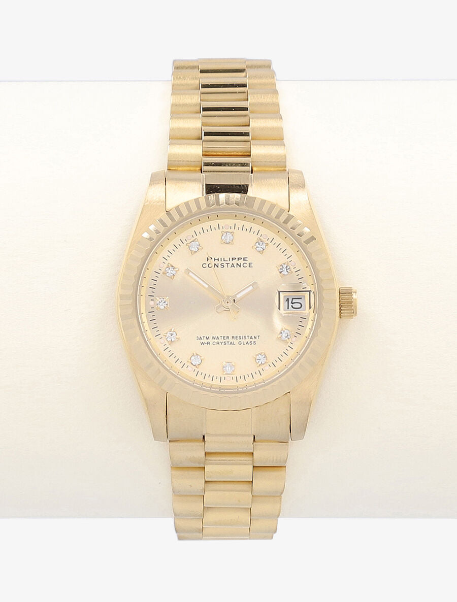 Montre en acier à strass - Or - 2