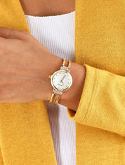 Montre métallique à bracelet stylisé - Or - 1