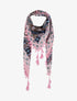 Foulard carré à imprimé aztèque et bords à pompons - Rose - 4