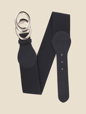 Ceinture à double boucles métalliques - Noir - 1