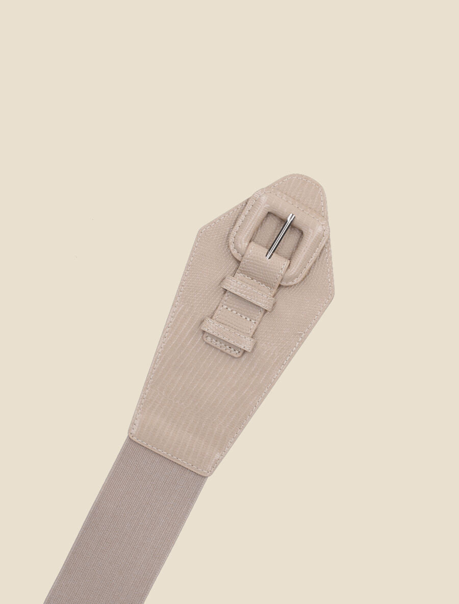 Ceinture effet python à boucle stylisée - Beige - 2