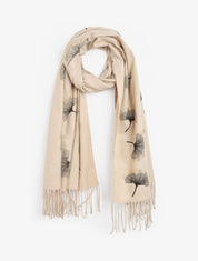 Echarpe à imprimé ginkgos irisés - Beige - 1