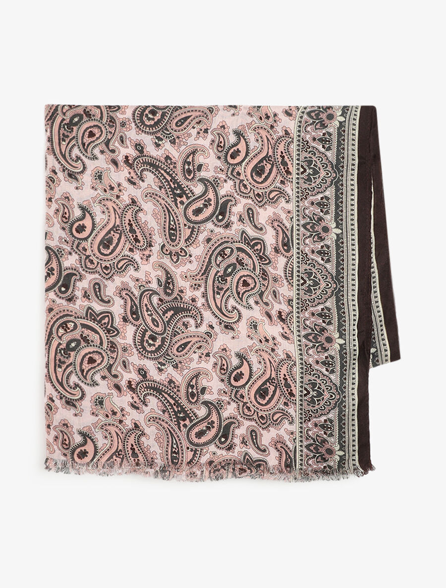 Foulard effiloché à imprimé cachemire - Rose - 2