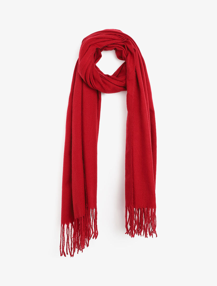 Echarpe en laine mélangée - Rouge foncé - 1