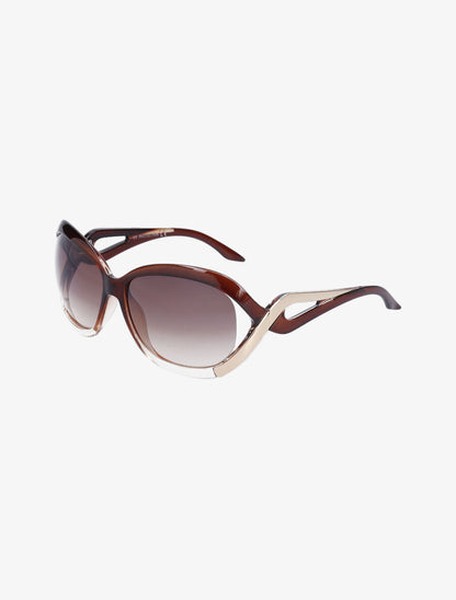 Lunettes ovales oversize - Marron - 2