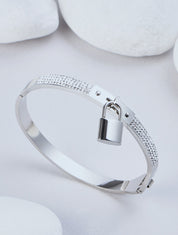 Jonc à strass et cadenas - Argent - 4