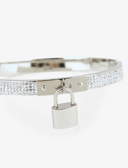 Jonc à strass et cadenas - Argent - 3