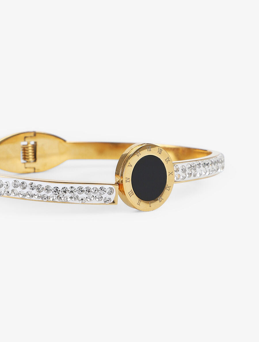 Jonc à strass et pierre décorative - Or - 3