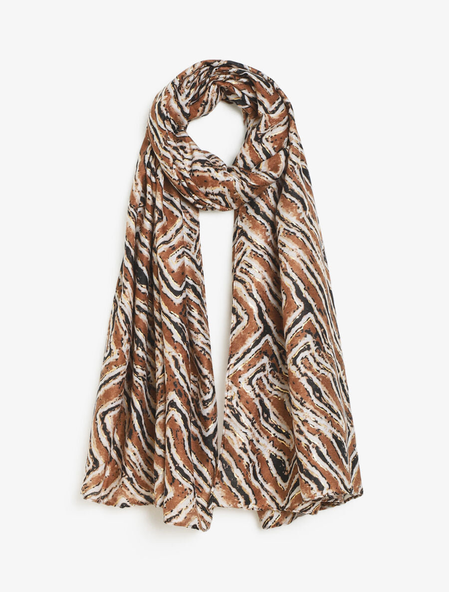 Foulard imprimé abstrait - Camel - 1