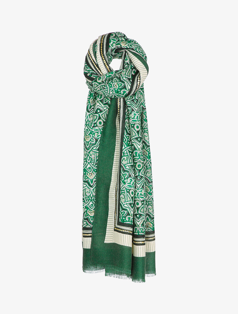Foulard à imprimé oriental et détails irisés - Vert - 1
