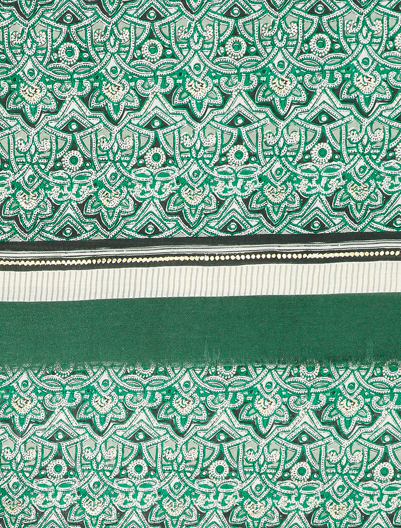 Foulard à imprimé oriental et détails irisés - Vert - 2