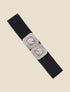 Ceinture double boucles carrées à strass - Noir/or - 1