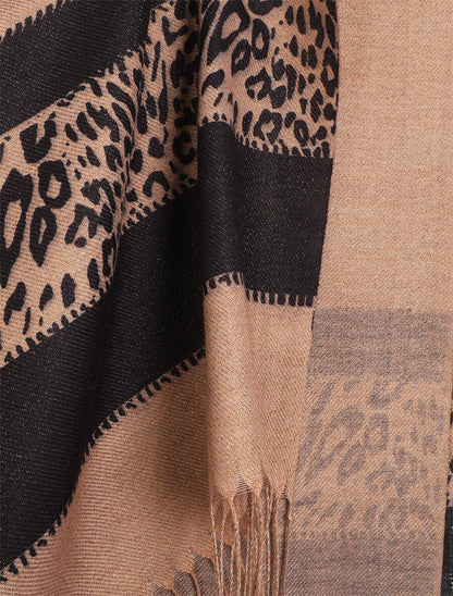 Echarpe irisée motif léopard fantaisie - Camel - 3