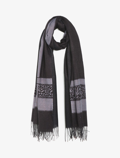 Echarpe irisée motif léopard fantaisie - Noir - 1