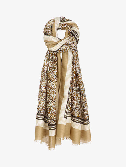 Foulard à imprimé oriental et détails irisés - Camel - 3