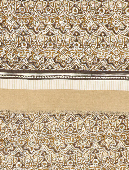 Foulard à imprimé oriental et détails irisés - Camel - 2