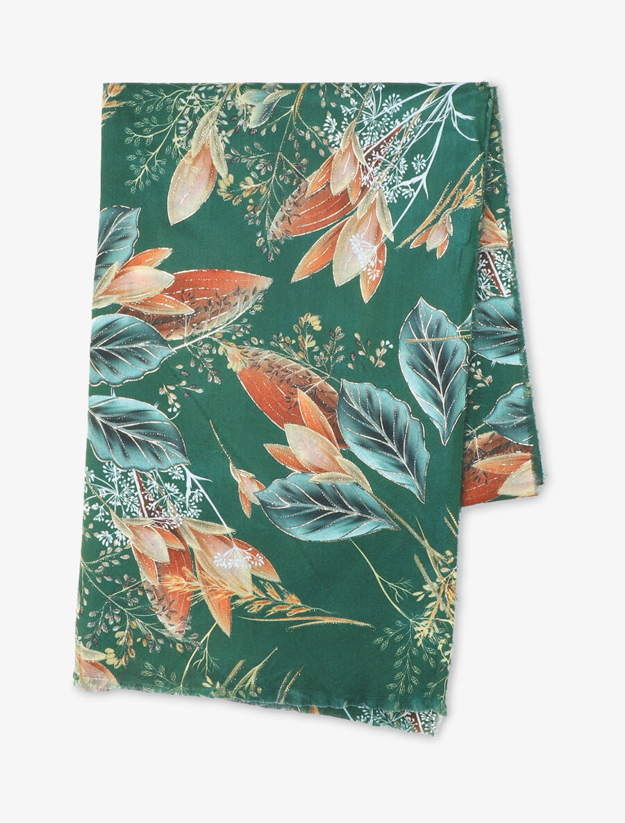 Foulard à imprimé feuilles irisées - Vert - 2