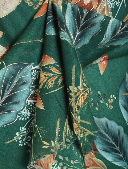 Foulard à imprimé feuilles irisées - Vert - 3
