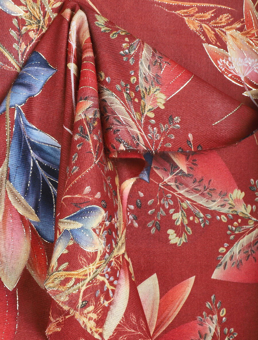 Foulard à imprimé feuilles irisées - Bordeaux - 3