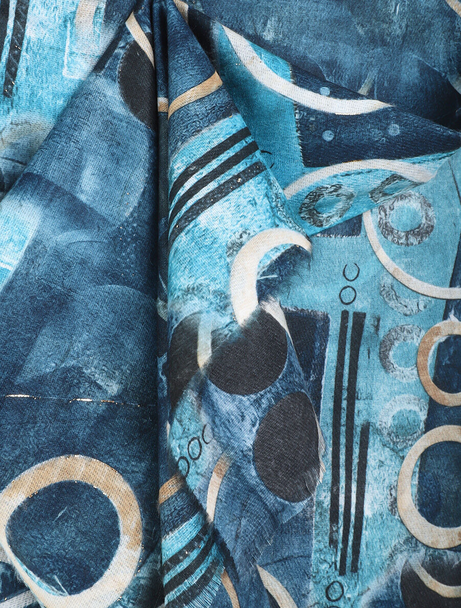 Foulard à imprimé peinture abstraite - Marine - 3
