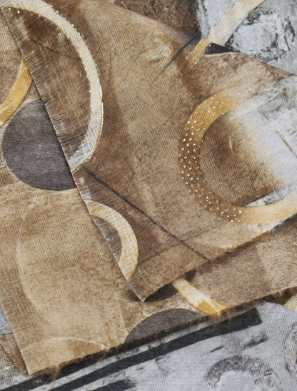 Foulard à imprimé peinture abstraite - Taupe - 3