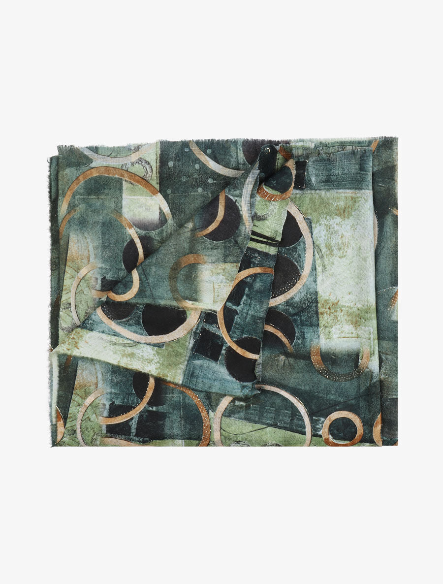 Foulard à imprimé peinture abstraite - Vert - 2