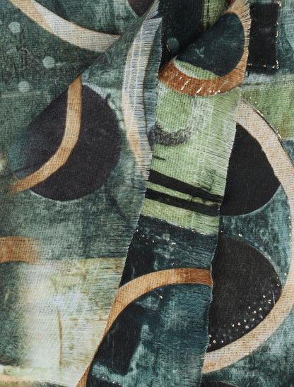 Foulard à imprimé peinture abstraite - Vert - 3