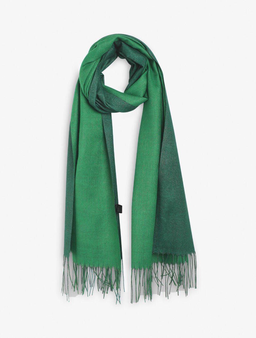 Foulard uni irisé à bords frangés - Vert - 4