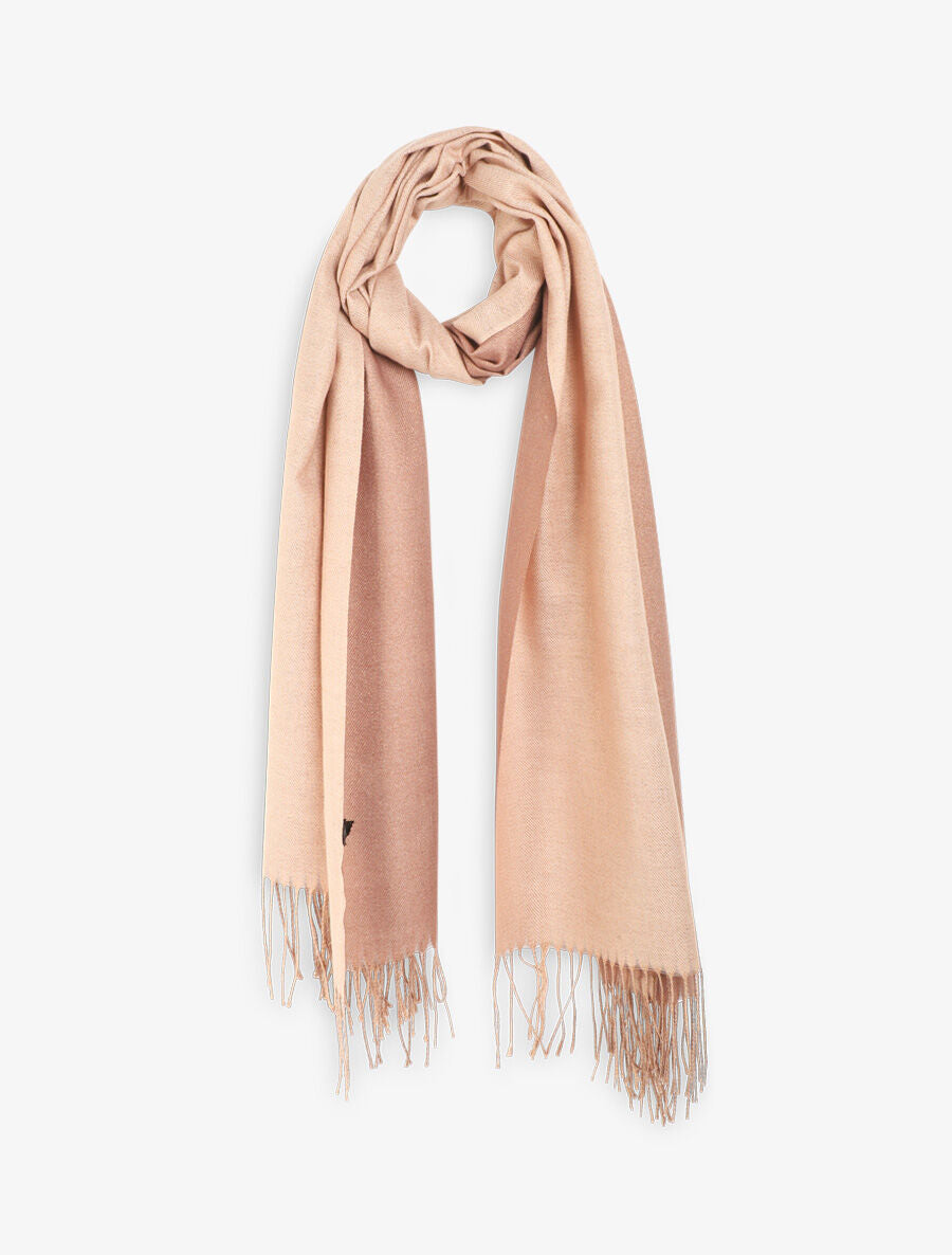 Foulard uni irisé à bords frangés - Camel - 1
