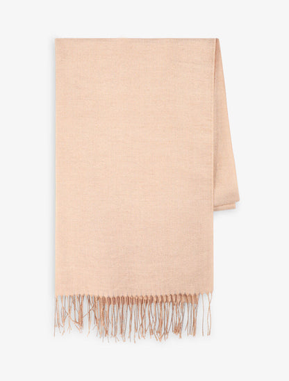 Foulard uni irisé à bords frangés - Camel - 2