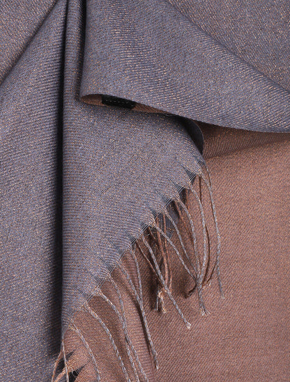 Foulard uni irisé à bords frangés - Taupe - 3