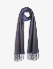 Foulard uni irisé à bords frangés - Bleu roi - 1