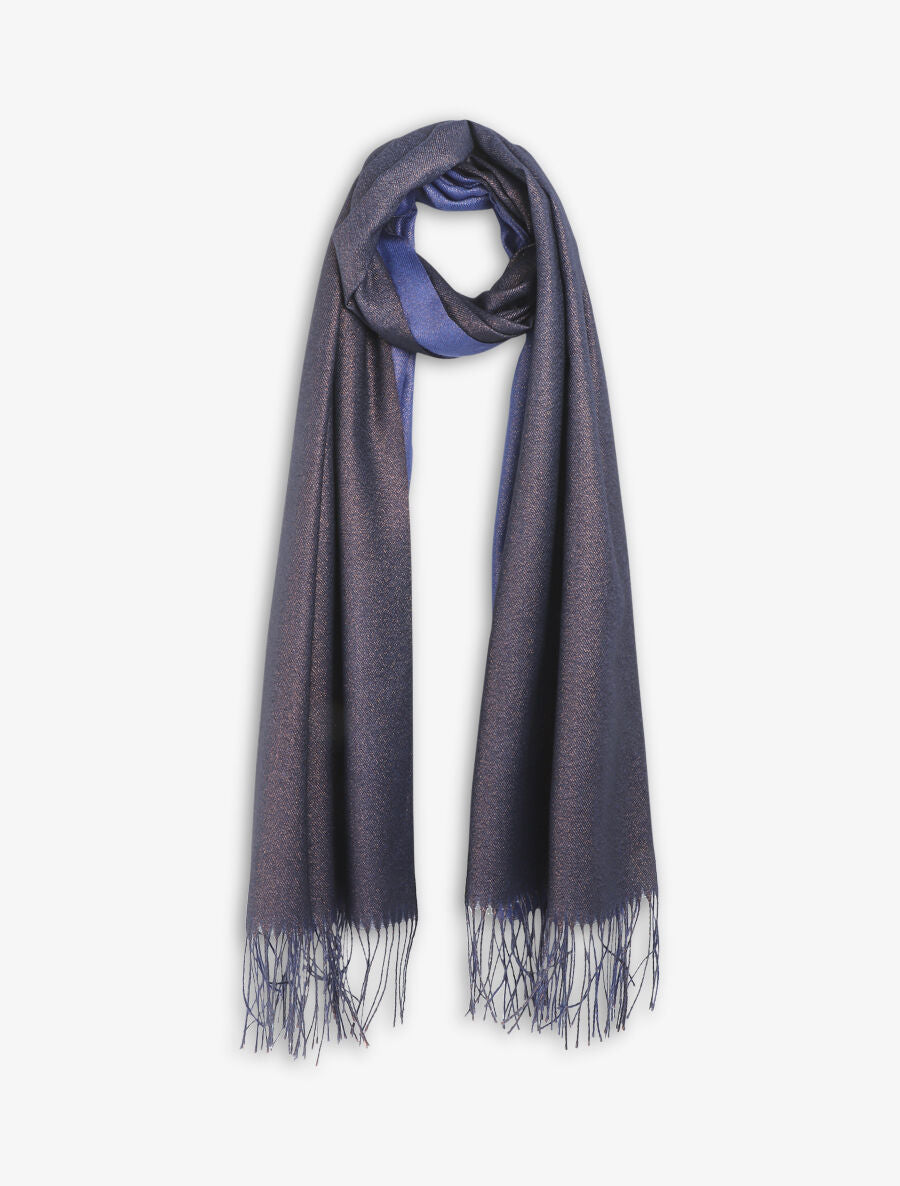 Foulard uni irisé à bords frangés - Bleu roi - 1