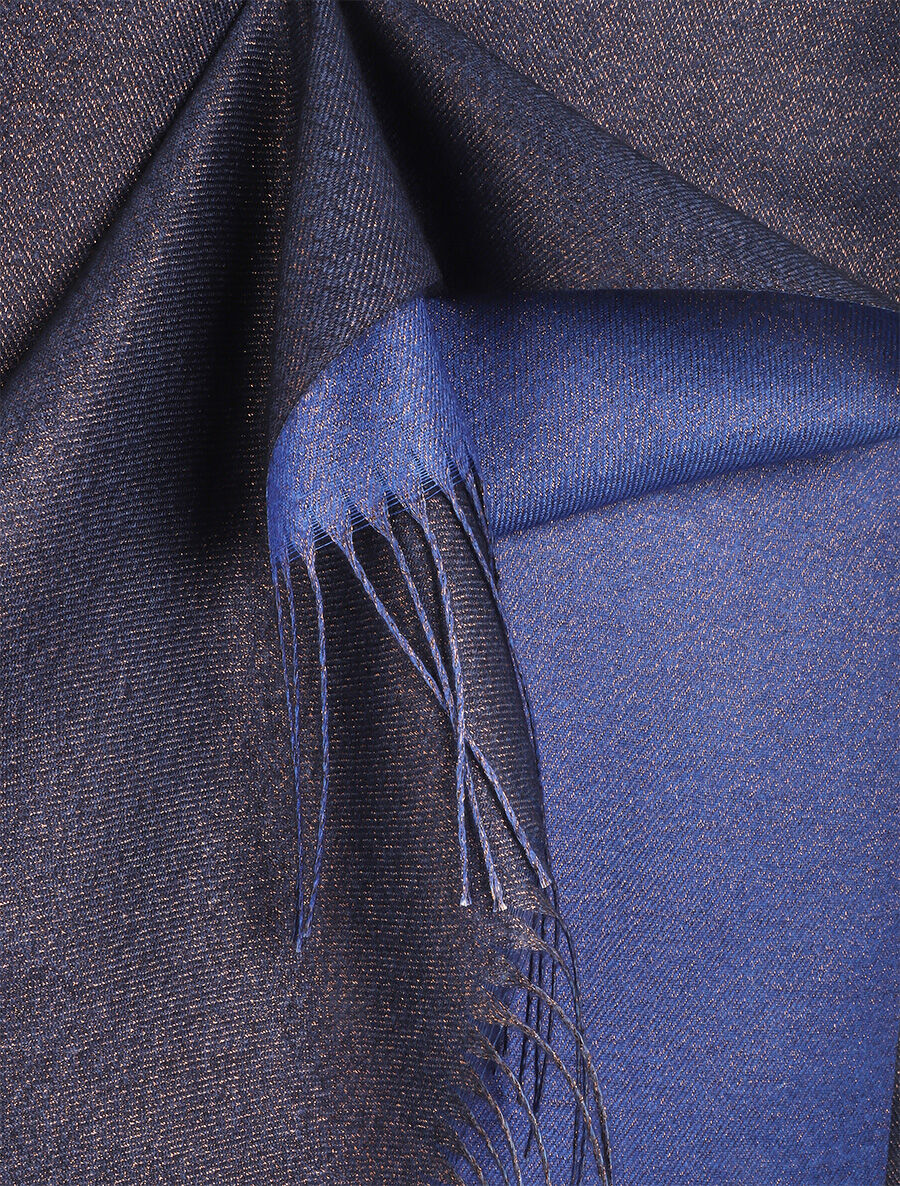 Foulard uni irisé à bords frangés - Bleu roi - 3